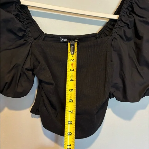 Women's Black Zara Cropped Top - Size Medium NWT - Picture 12 of 13